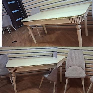 bərbər stol: TehiMasa desti. 500azn. 6 stulla. Fabrik istehsali. Masa acılır — 1