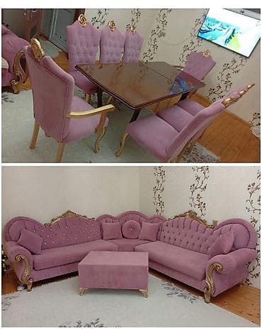 kızma mebeli: SevKlassik divan 550₼. Masa dəsti 350₼. Yaxşı vəziyyətdə.Ünvan — 1