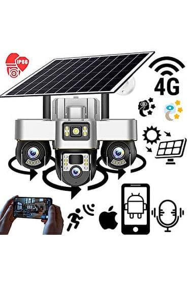 mikrofon bluetooth: 4G Günəş enerjili üç linzalı PTZ təhlükəsizlik kamerası - Günəş — 3