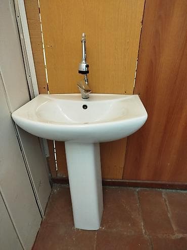 borular: Keramik pilyastr sütunlu əl-üz yuma lavabı - Material: ağ şirli — 1