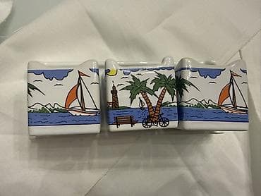 serviz qab: Şüşə servis dəsti + porselen ədviyyatlıq - Material: şəffaf şüşə — 5