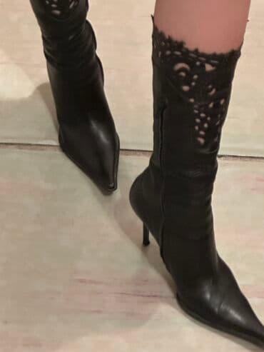 черные мужские сапоги: Сапоги, Размер: 38, цвет - Коричневый, Б/у — 8