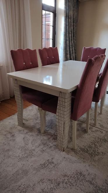 usaq pastel destleri: Qonaq otağı üçün, Açılan, Dördbucaq masa, 6 stul — 1