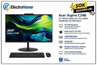 mini ipad: Acer Aspire C24B – All-in-One stolüstü kompüter - 27" Full HD — 1