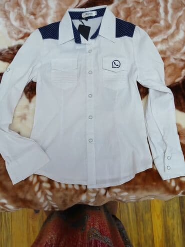 qizlar ucun mekteb koynekleri: Yeni ağ rəngli qızlar uçün köynək,razmer-M. Новая — 1