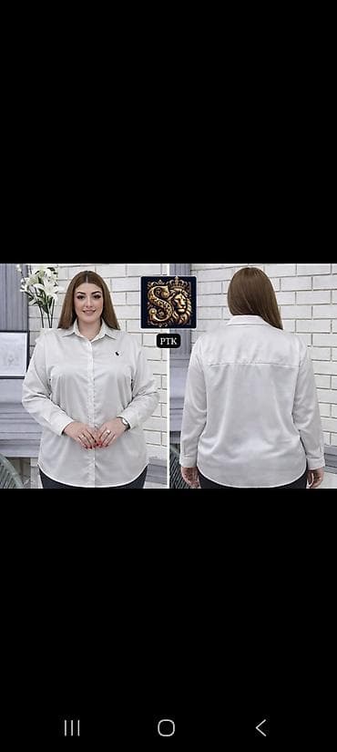 yeni geyim: Qadın üçün klassik düyməli köynək – Plus size - Kəsim: rahat, düz — 5