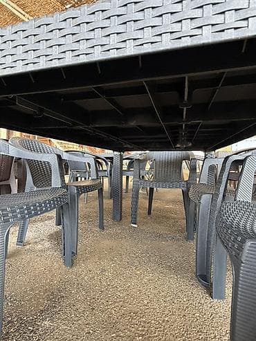 bağ ucun stollar: Dördbucaq masa, 6 stul, Açılmayan, Stullar ilə, Plastik — 5