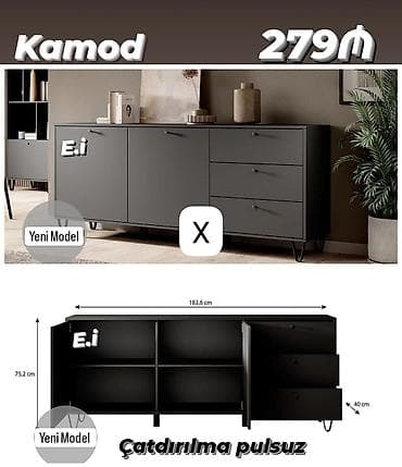 dekor ref: Kamod – Yeni Model - Rəng: tünd boz/qartalqara ton - Ölçülər — 1
