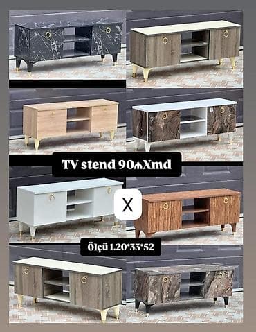 TV stend - Müxtəlif dizayn və rənglər: mərmər naxışlı qara, ağ