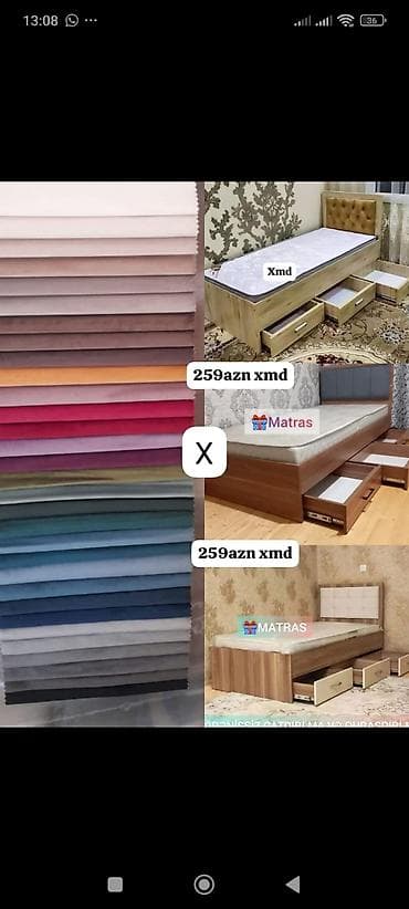 tek kravat: Tək nəfərlik çekmecəli taxt bazası və matras komplekti - Ölçü: Xmd — 1