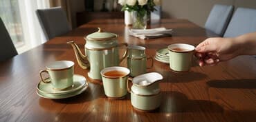 murebbe qablari: Kofe dəsti qədimi.yeni kimidir.çaşkanın birində kiçik qopma var.lakı — 1