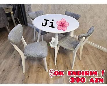 dirnaq stolu: Mətbəx üçün, Yeni, Açılmayan, Yumru masa, 4 stul — 1