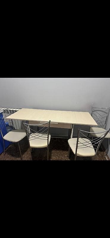 2 ci el divan kreslo: Mətbəx üçün, Açılan, Dördbucaq masa, 4 stul — 1