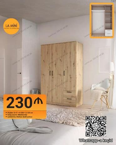 qatlanan stol: Açılan, 3 qapılı Düz dolab, Qarderob, paltar dolabı — 1