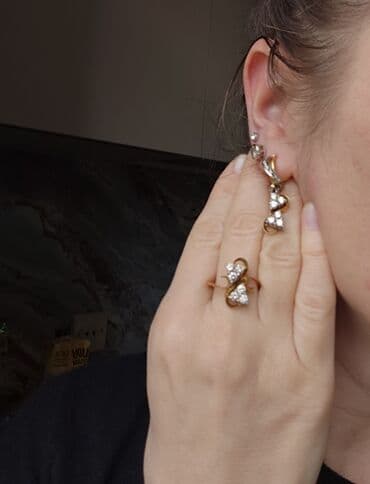 firuzə qaşlı uzuklər: Dəstə daxildir: Üzük, Sarı qızıl — 5