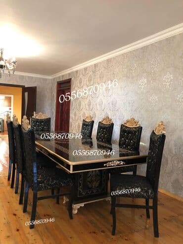 Otaq bitkiləri: Qonaq otağı üçün, Yeni, Açılmayan, Dördbucaq masa, 6 stul — 7