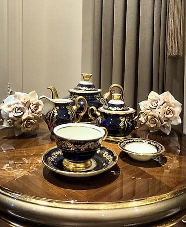 sud: Çay dəsti, rəng - Göy, Farfor — 2