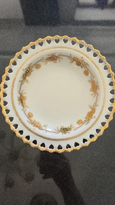 Hi-Luxe markasının 24 karat qızıl suyundan keçmiş boşqab 6 ed diametri
