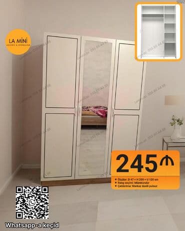 Düz dolab, Paltar üçün, Açılan, Korpuslu, 4 qapılı