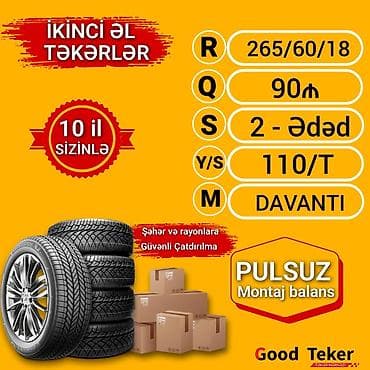 canqan avto: ✅ 265/60/18 Bir cüt yaxşı vəziyyətdə iki ədədin qiyməti 90Azn 🚗 Köhnə — 7