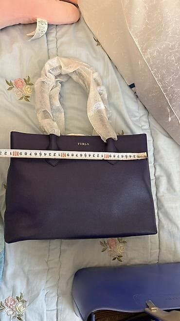 orginal canta: FURLA çantası – klassik tote model - Rəng: tünd bənövşəyi/dərin indigo — 4