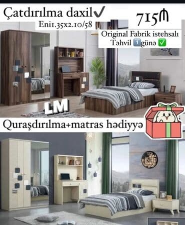 qiz ucun kravatlar: 2 təknəfərlik çarpayı, Dolab, Tumba, Türkiyə, Yeni — 15