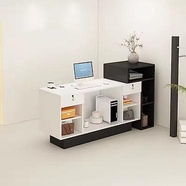 İki rəngli kassir/qarşılama masası – modul dizayn - Rəng: ağ–qara