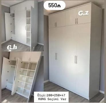 qatlanan yataq: 6 qapı, Ağ, Digər material, Açılan, Düz dolab — 1