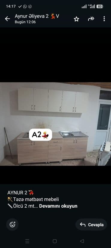Mətbəx mebeli: AYNUR 2 💃 🪄Təzə mətbəxt mebeli 📏Ölcü 2 mt 💶Qiymət 250 azn 🎁TƏZƏDİR — 1