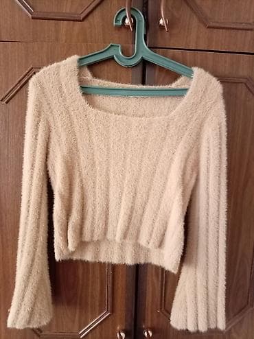 rezin botlar: İkinci əl geyimler - Pliseli ətək: yumşaq trikotaj material, bej — 6