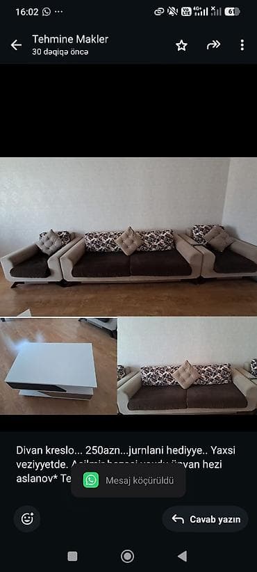 Divan kreslo. 250azn. jurnlani hediyye. Yaxsi veziyyetde. Acilmir — 1