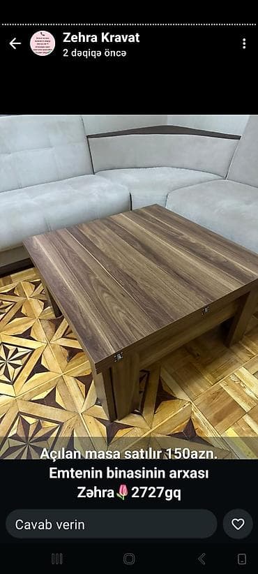 Jurnal masası, Açılan, Laminat, Kvadrat masa