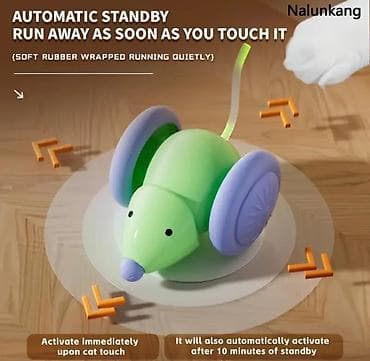 Enerji yığaraq işləyən yeriyən sıçan oyuncağı 7.5₼. Digər oyuncaq 6₼