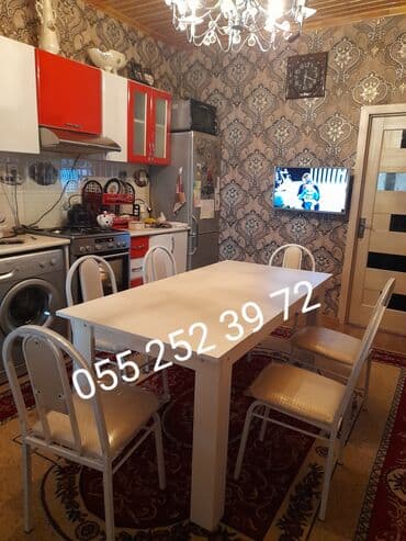 stul ev ucun: Qonaq otağı üçün, Yeni, Açılmayan, Dördbucaq masa, 6 stul — 2