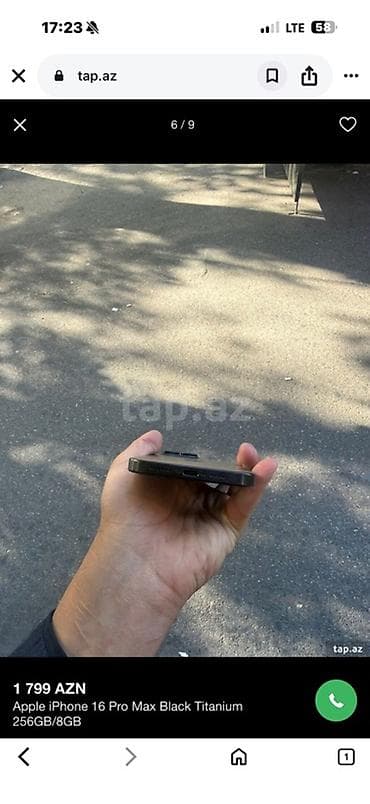 iped mini 6: IPhone 16 Pro Max, 256 GB, Black Titanium, Zəmanət — 1