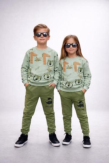 Dəstlər: Uşaq idman dəsti – sweatshirt + şalvar - Model: uniseks, 2 hissədən — 1