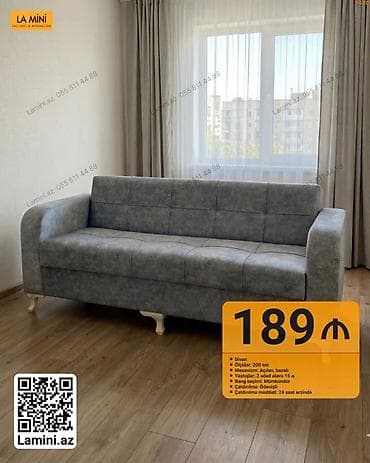 Divan – La Mini - Ölçü: 200 sm - Mexanizm: açılan, bazalı (yataq