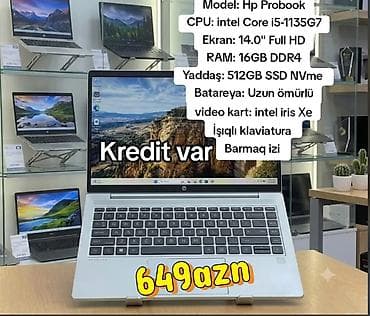 HP ProBook noutbuk Texniki göstəricilər: - Prosessor: Intel Core