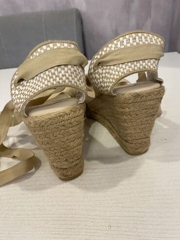 женские кроссовки на танкетке: YENIDIR. Bej rəngli qadın espadril sandal – platformalı və künc — 6