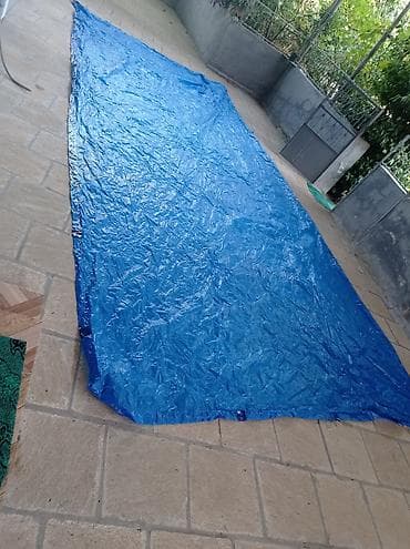 yan güzgü s: Mavi polietilen örtük (brezent, tent) - Material: suya və küləyə — 2