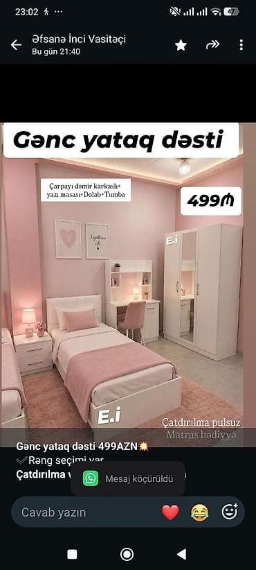 *Gənc yataq dəsti 499AZN💥* ✔️Rəng seçimi var *Çatdırılma və — 1