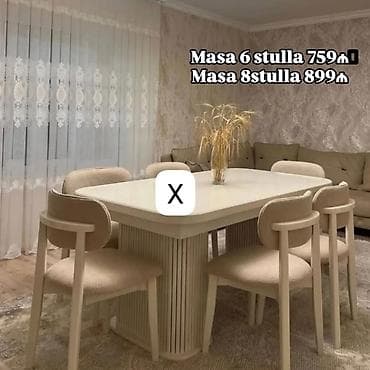 antik stullar: Yemək otağı üçün zərif masa-stul dəsti. Xüsusiyyətlər: - Rəng — 1
