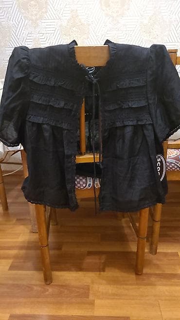 Qadın bluz/kimono üstlük - Rəng: qara - Model: önü açıq, ipli bağlama — 1