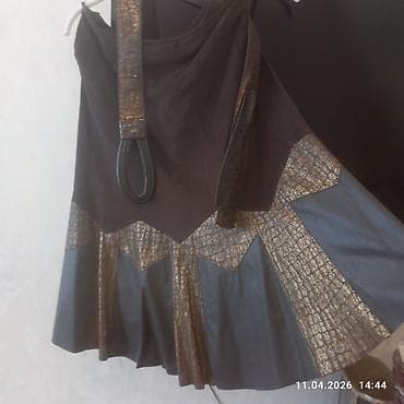 Qadın ətəyi və kəmər dəsti - Rəng: tund qehveyi yuxarisi zamsevu