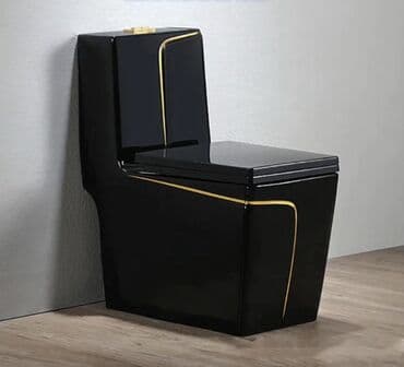 Digər avtomobillər: Qara rəngli, qızılı xətli dizayna malik monoblok unitaz - Müasir — 1