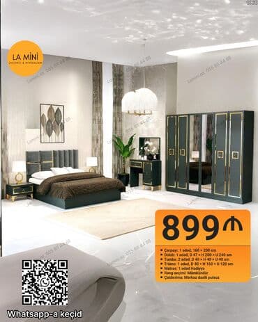 LA MİNİ – Yataq otağı dəsti Komplektin tərkibi və ölçülər: - Çarpayı