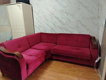 krep parca: Qonaq otağı üçün künc divan satılır. Divan tünd qırmızı/bordo — 4