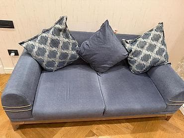 divan kafe: 2 ədəd yumşaq oturacaqlı divan seti - Rəng: tünd mavi (indigo — 8