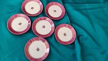 Тарелки, Набор из 6 шт., цвет - Розовый, Фарфор