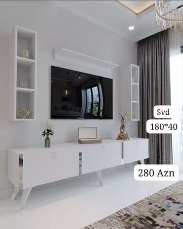 Хозтовары: Новый, Прямой ТВ стенд, С полками, Деревянный, Азербайджан — 8